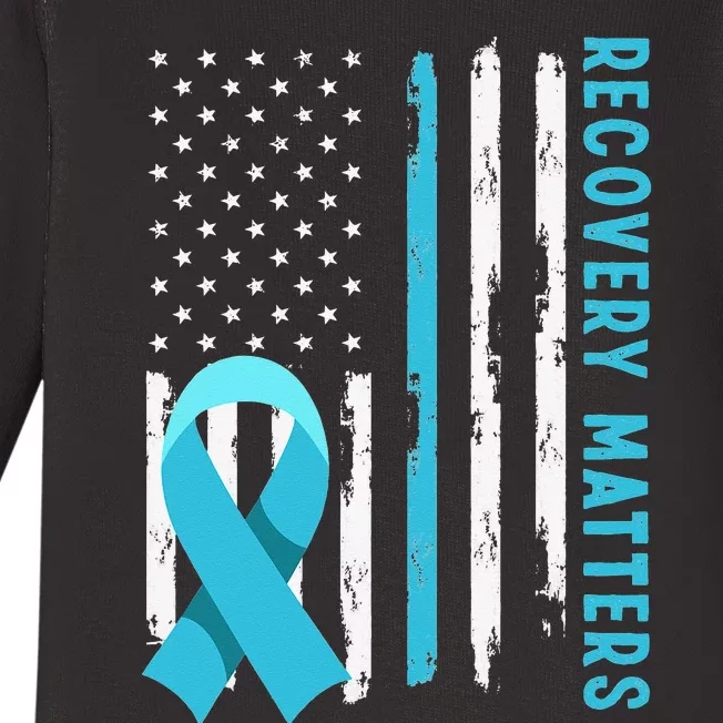 American Flag Drug Alcohol Addiction Recovery Awareness Baby Long Sleeve Bodysuit