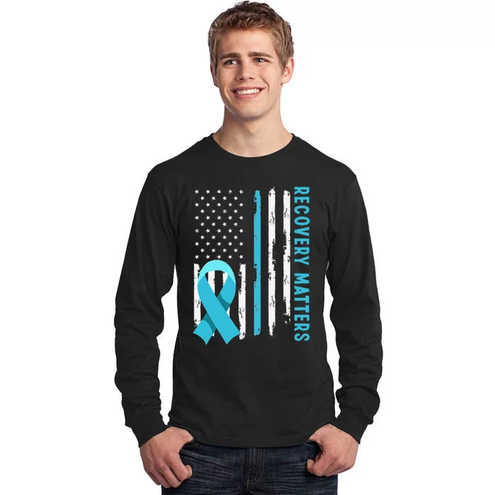 American Flag Drug Alcohol Addiction Recovery Awareness Tall Long Sleeve T-Shirt