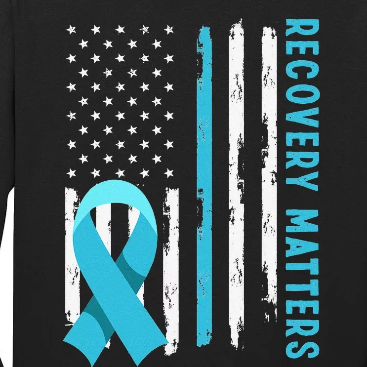 American Flag Drug Alcohol Addiction Recovery Awareness Tall Long Sleeve T-Shirt