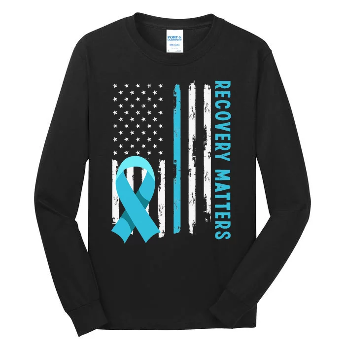 American Flag Drug Alcohol Addiction Recovery Awareness Tall Long Sleeve T-Shirt