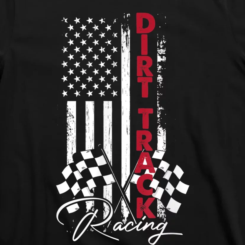 American Flag Dirt Track Racing Car Bike Driver Racing Racer T-Shirt