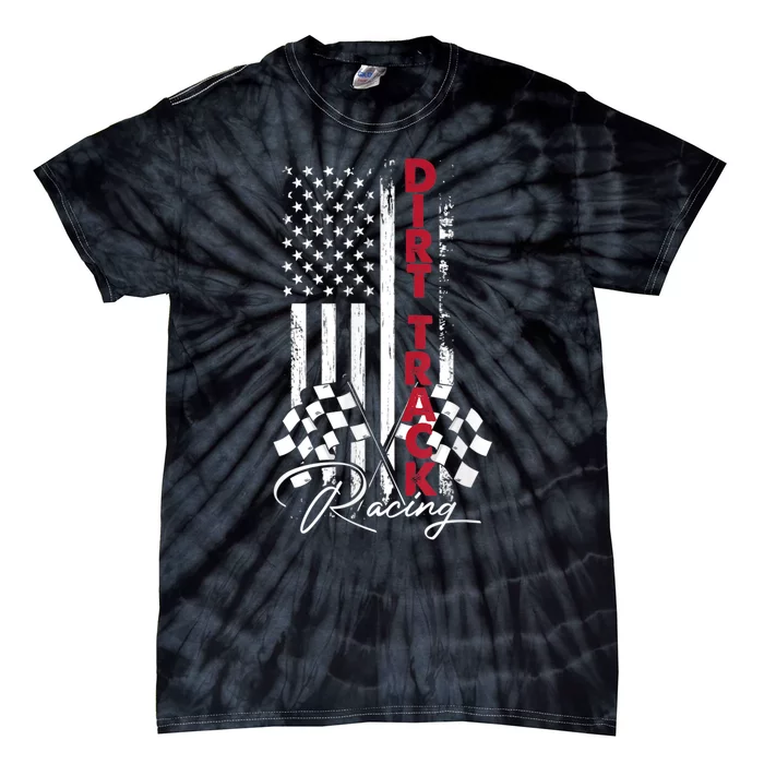 American Flag Dirt Track Racing Car Bike Driver Racing Racer Tie-Dye T-Shirt