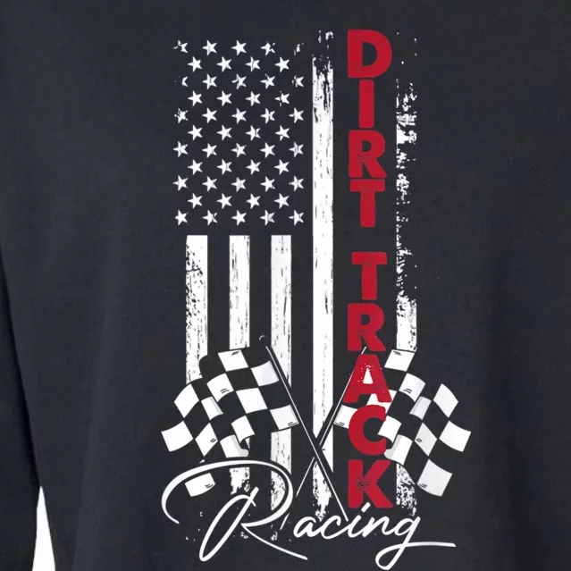 American Flag Dirt Track Racing Car Bike Driver Racing Racer Cropped Pullover Crew