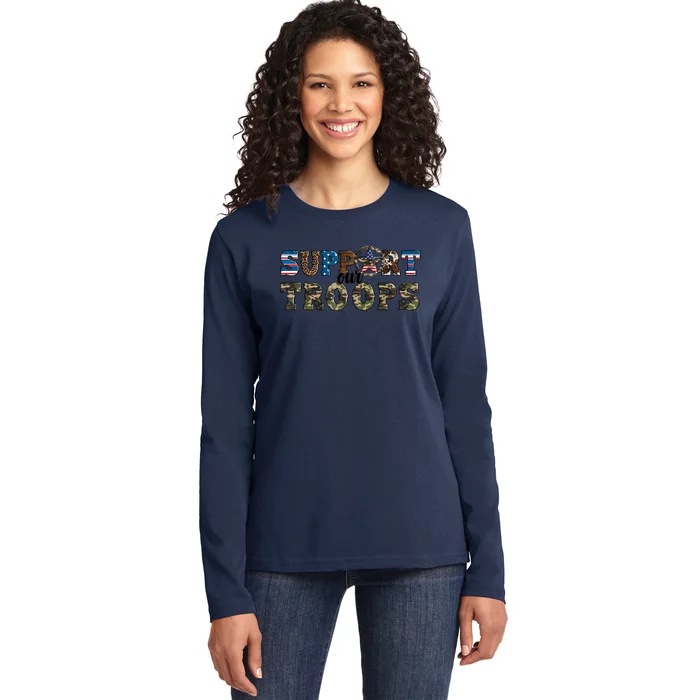 Armed Forces Day Support Our Troops Army Veteran Day Ladies Long Sleeve Shirt