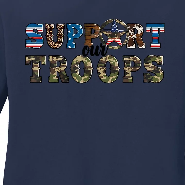 Armed Forces Day Support Our Troops Army Veteran Day Ladies Long Sleeve Shirt