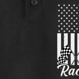 American Flag Dirt Track Racing Car Bike Driver Racer Dry Zone Grid Performance Polo