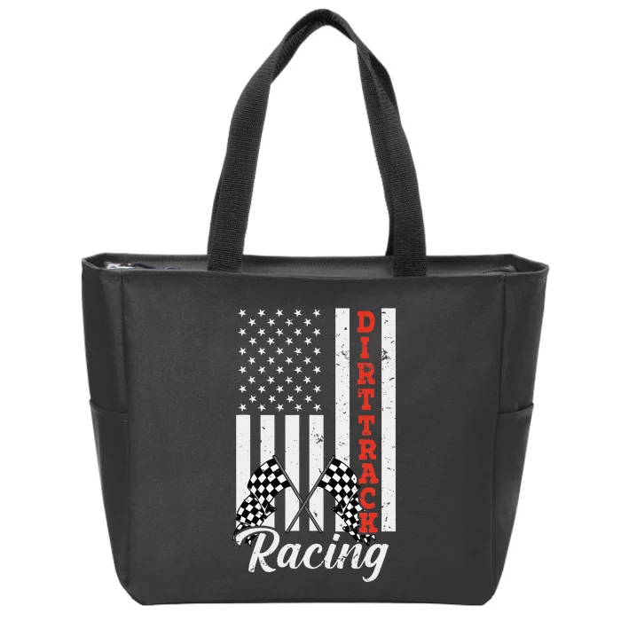 American Flag Dirt Track Racing Car Bike Driver Racer Zip Tote Bag