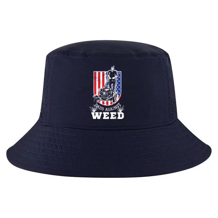 American Flag Dads Against Weed Funny Lawn Mowing Fathers Cool Comfort Performance Bucket Hat