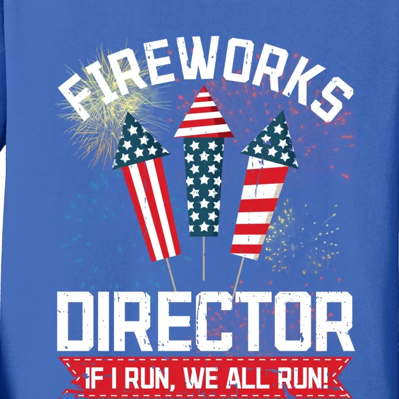 American Fireworks Director 4th Of July Pyrotechnics Cute Gift Kids Long Sleeve Shirt