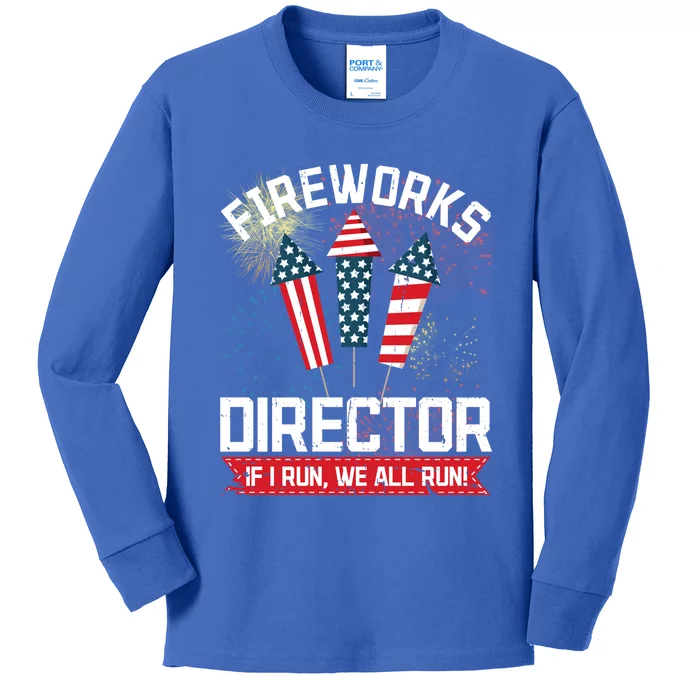 American Fireworks Director 4th Of July Pyrotechnics Cute Gift Kids Long Sleeve Shirt