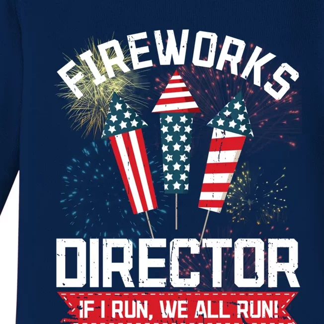 American Fireworks Director 4th Of July Pyrotechnics Cute Gift Baby Long Sleeve Bodysuit