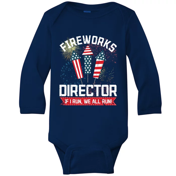 American Fireworks Director 4th Of July Pyrotechnics Cute Gift Baby Long Sleeve Bodysuit