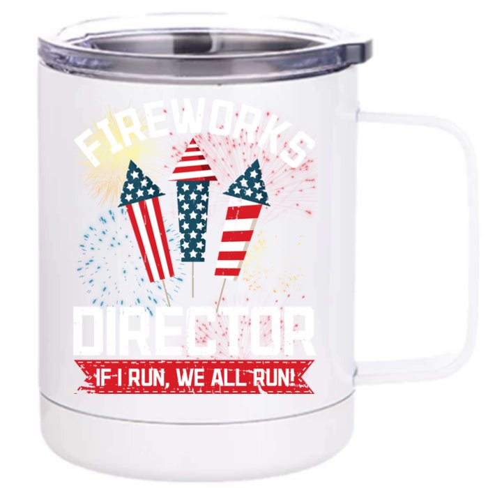 American Fireworks Director 4th Of July Pyrotechnics Cute Gift Front & Back 12oz Stainless Steel Tumbler Cup