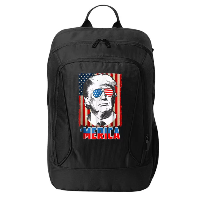 American Flag Donald Trump Merica 4th Of July Graphic Gift City Backpack