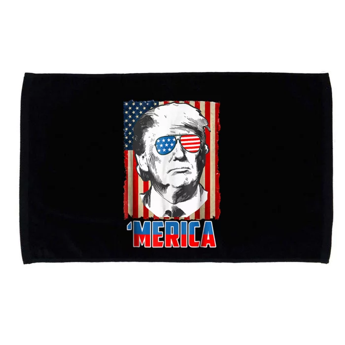 American Flag Donald Trump Merica 4th Of July Graphic Gift Microfiber Hand Towel