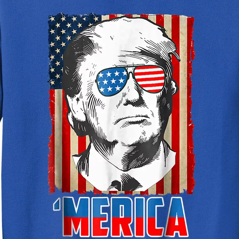 American Flag Donald Trump Merica 4th Of July Graphic Gift Sweatshirt