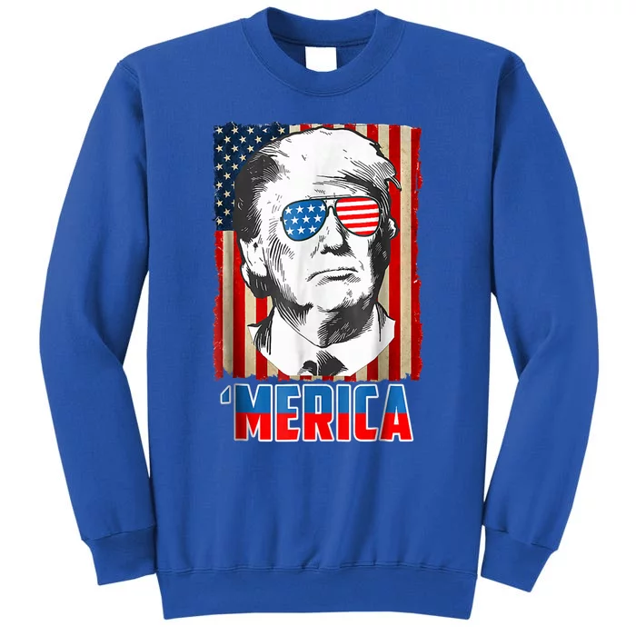 American Flag Donald Trump Merica 4th Of July Graphic Gift Sweatshirt