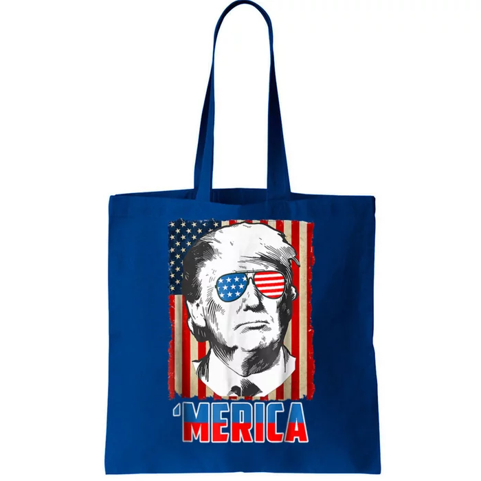 American Flag Donald Trump Merica 4th Of July Graphic Gift Tote Bag