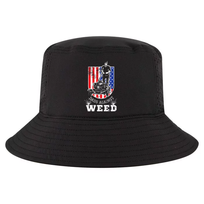 American Flag Dads Against Weed Funny Lawn Mowing Fathers Cool Comfort Performance Bucket Hat