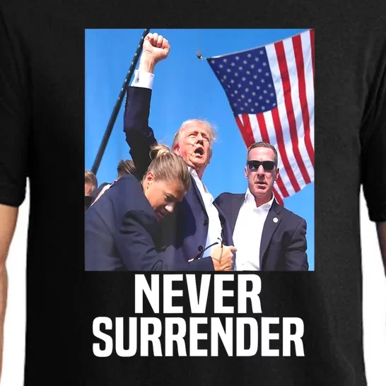 American Flag Donald Trump Shot Never Surrender 2024 Gift Pajama Set