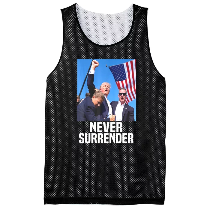 American Flag Donald Trump Shot Never Surrender 2024 Gift Mesh Reversible Basketball Jersey Tank