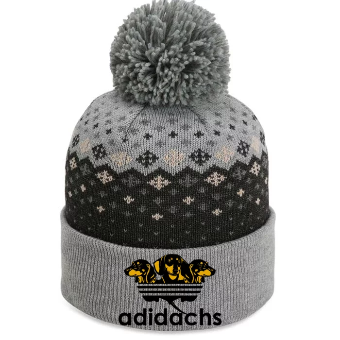 Adidachs Funny Daschund Dog The Baniff Cuffed Pom Beanie