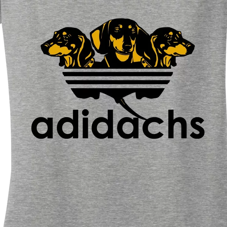 Adidachs Funny Daschund Dog Women's V-Neck T-Shirt