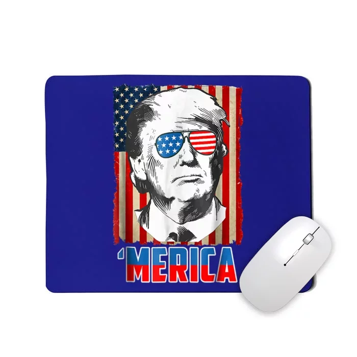 American Flag Donald Trump Merica 4th Of July Graphic Gift Mousepad