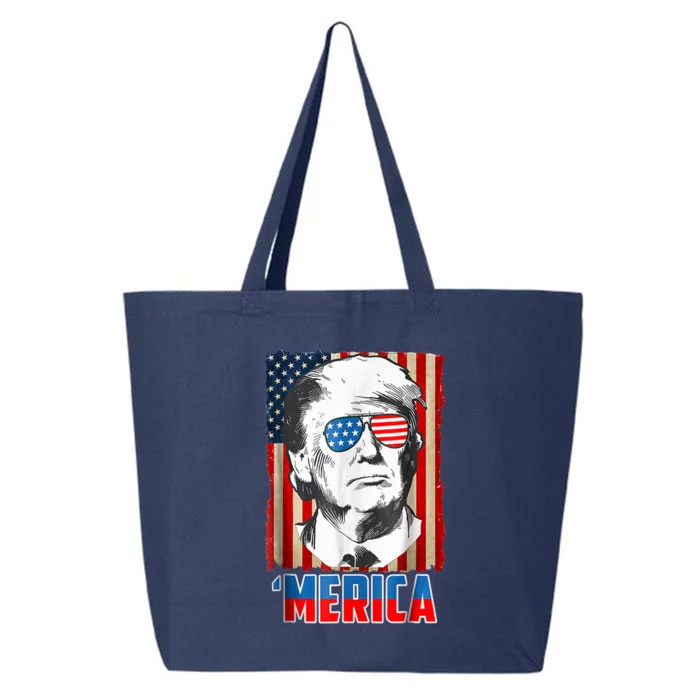 American Flag Donald Trump Merica 4th Of July Graphic Gift 25L Jumbo Tote