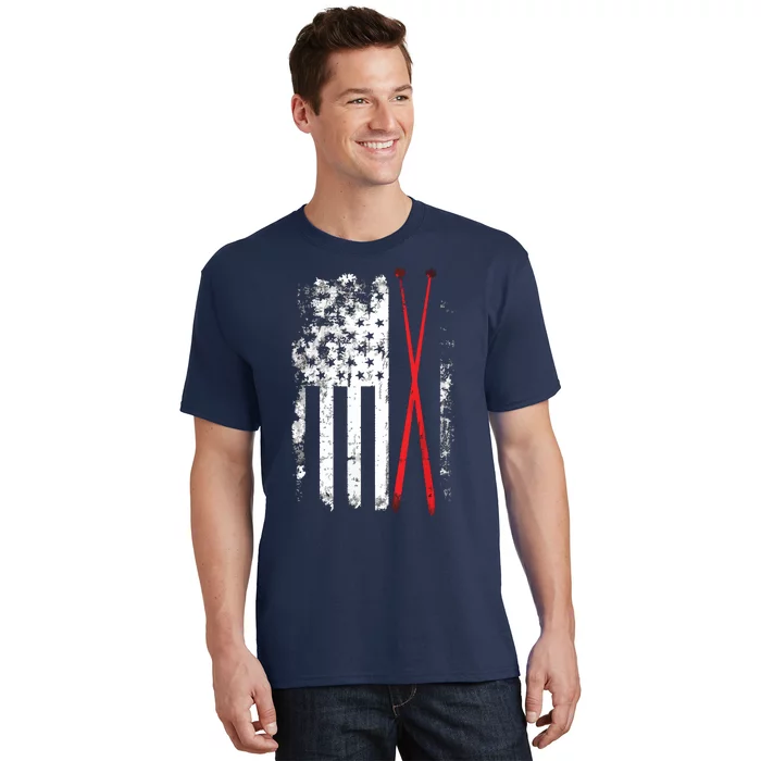 American Flag Drumsticks USA Drummers Vintage Drum Sticks T-Shirt