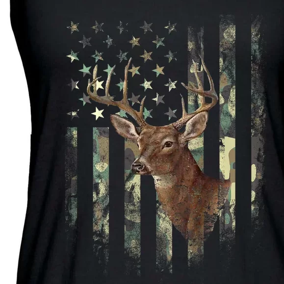 American Flag Deer Hunting Camo Ladies Essential Flowy Tank