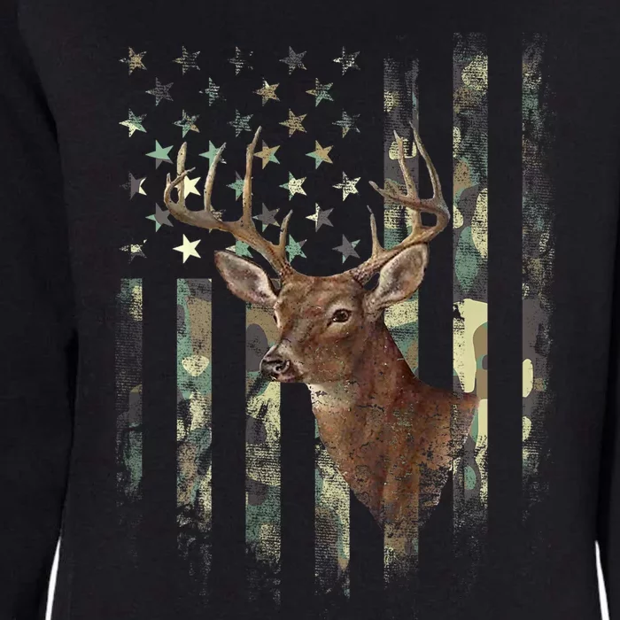 American Flag Deer Hunting Camo Womens California Wash Sweatshirt