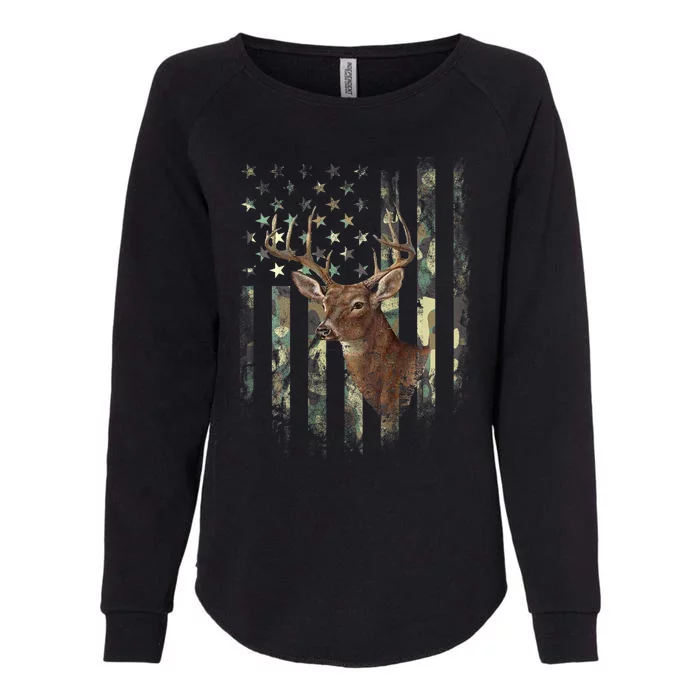 American Flag Deer Hunting Camo Womens California Wash Sweatshirt