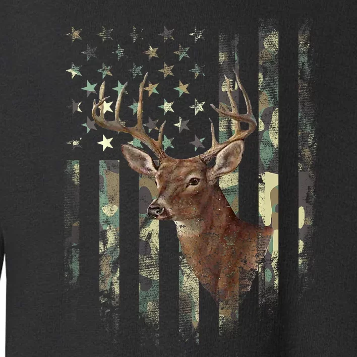 American Flag Deer Hunting Camo Toddler Sweatshirt