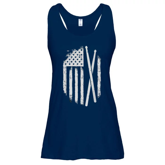 American Flag Drumsticks USA Drummers Vintage Drum Sticks Ladies Essential Flowy Tank