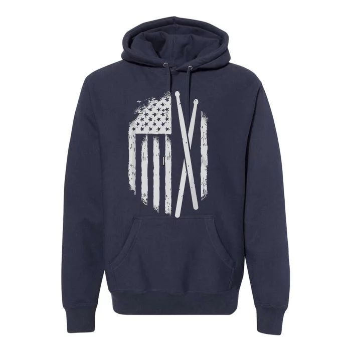 American Flag Drumsticks USA Drummers Vintage Drum Sticks Premium Hoodie