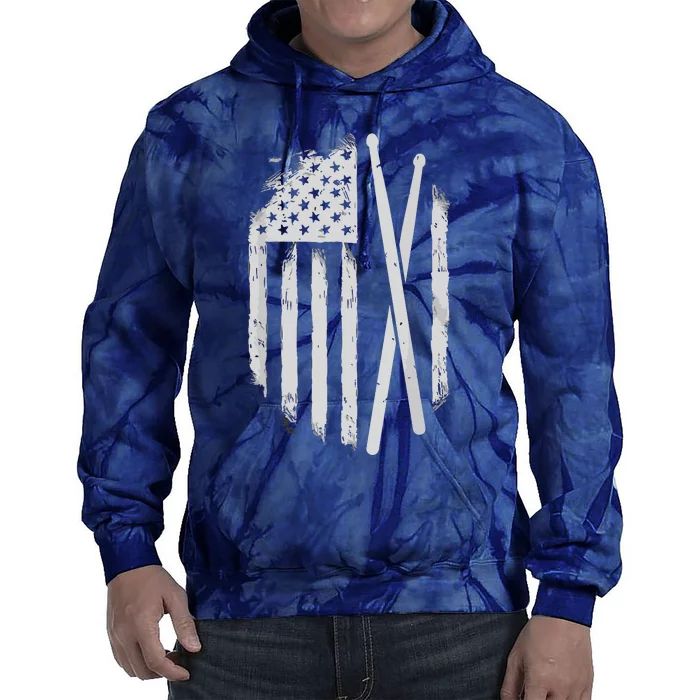 American Flag Drumsticks USA Drummers Vintage Drum Sticks Tie Dye Hoodie