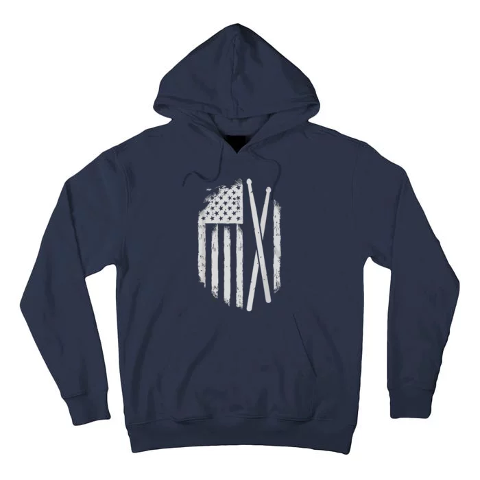 American Flag Drumsticks USA Drummers Vintage Drum Sticks Tall Hoodie