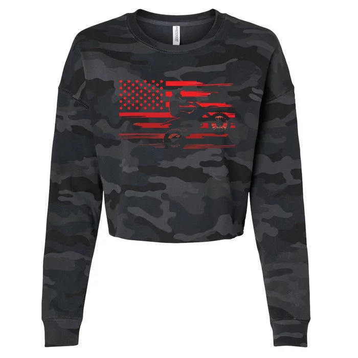 American Flag Dirt Bike Apparel Dirt Bike Motocross Cropped Pullover Crew