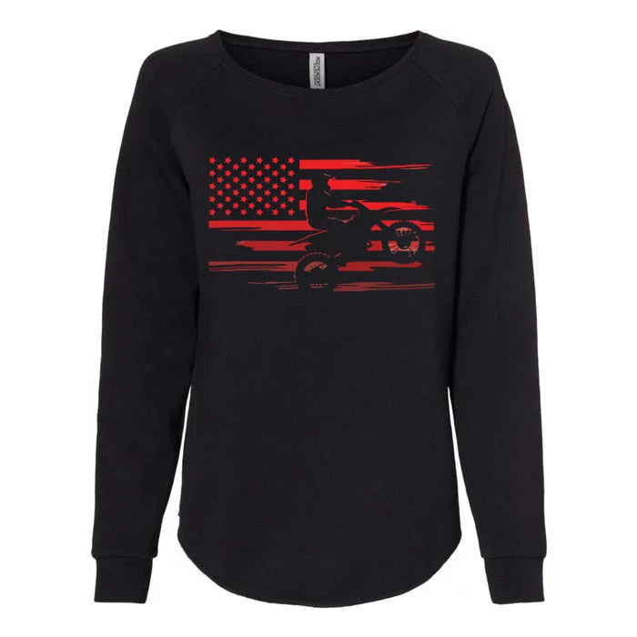 American Flag Dirt Bike Apparel Dirt Bike Motocross Womens California Wash Sweatshirt