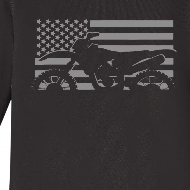 American Flag Dirt Bike Motocross Motocross Baby Long Sleeve Bodysuit