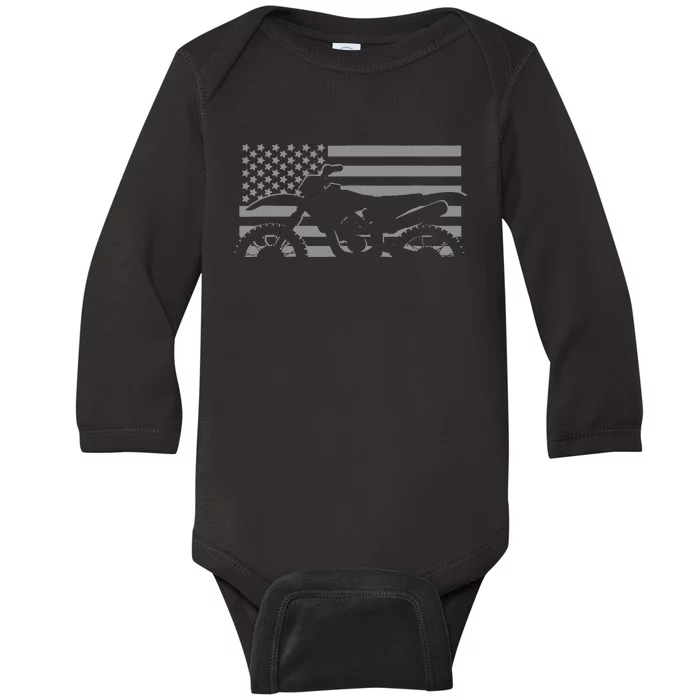 American Flag Dirt Bike Motocross Motocross Baby Long Sleeve Bodysuit