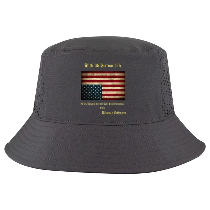 American Flag Distress Upside Down Thomas Jefferson Cool Comfort Performance Bucket Hat