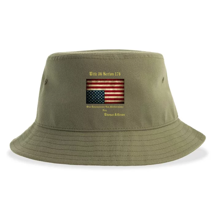 American Flag Distress Upside Down Thomas Jefferson Sustainable Bucket Hat