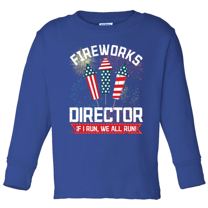 American Fireworks Director 4th Of July Pyrotechnics Cool Gift Toddler Long Sleeve Shirt