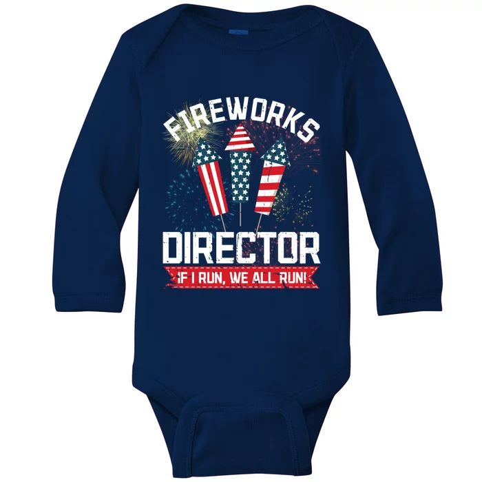 American Fireworks Director 4th Of July Pyrotechnics Cool Gift Baby Long Sleeve Bodysuit