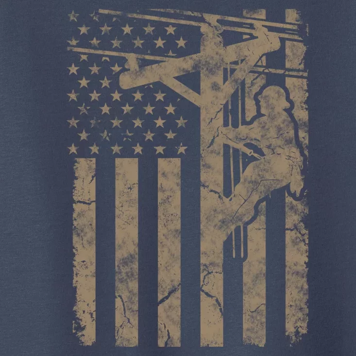 American Flag Distressed Patriotic Electric Cable Lineman Gift Toddler T-Shirt