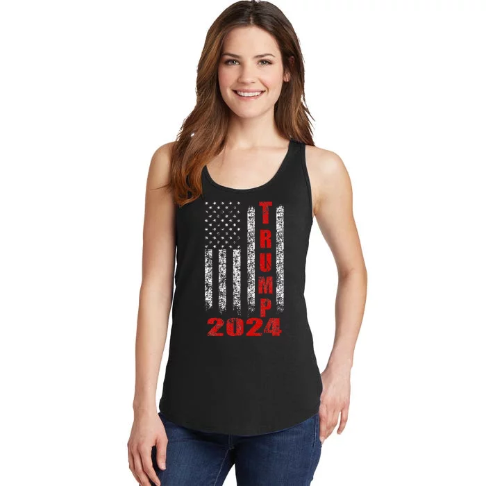 American Flag Design Trump 2024 Ladies Essential Tank