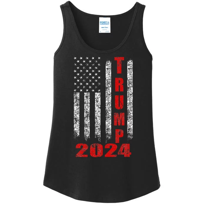 American Flag Design Trump 2024 Ladies Essential Tank