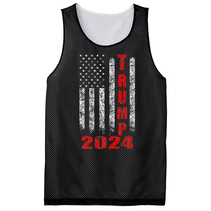 American Flag Design Trump 2024 Mesh Reversible Basketball Jersey Tank